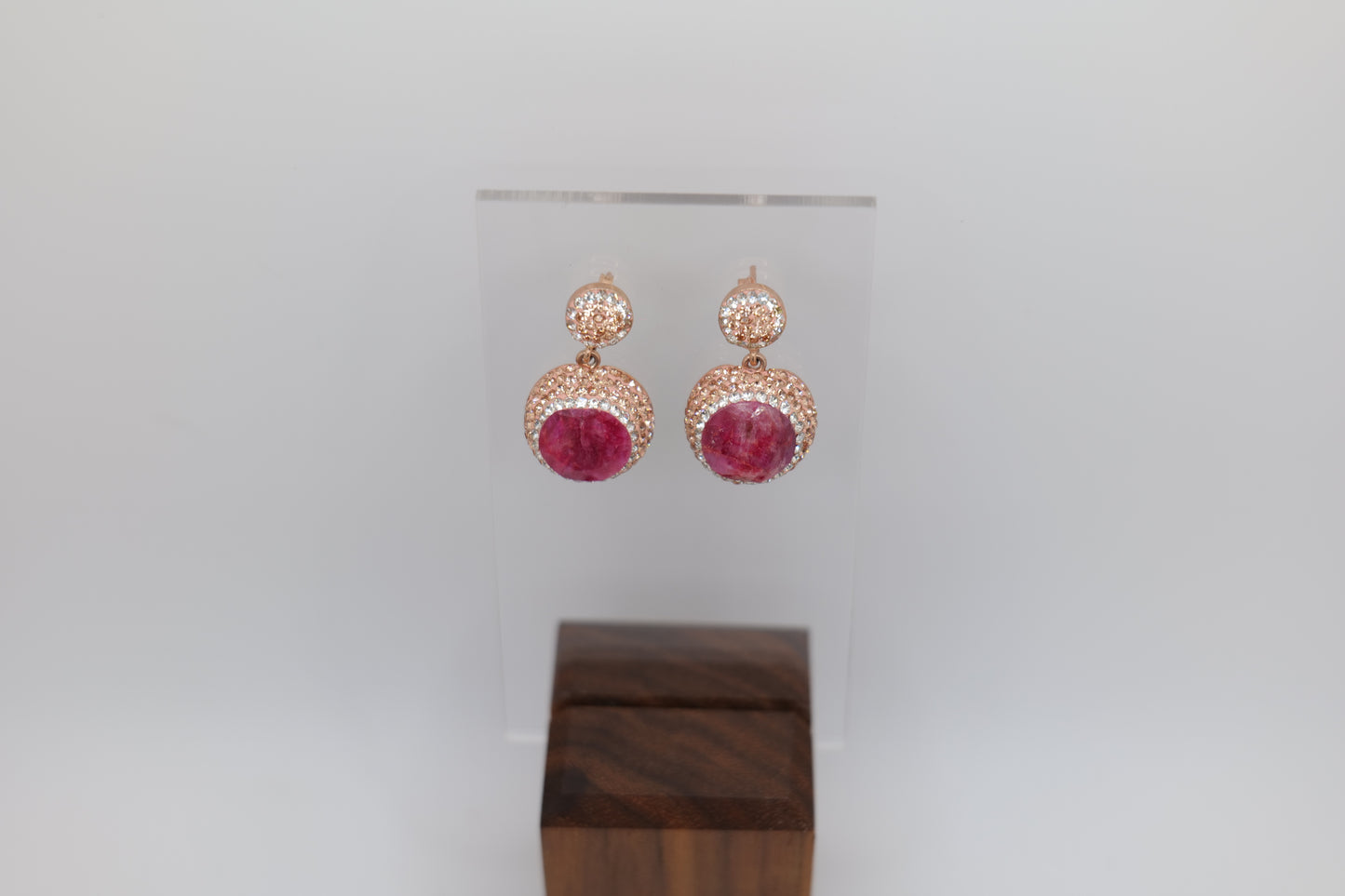 Ruby Circle Earrings with Silver