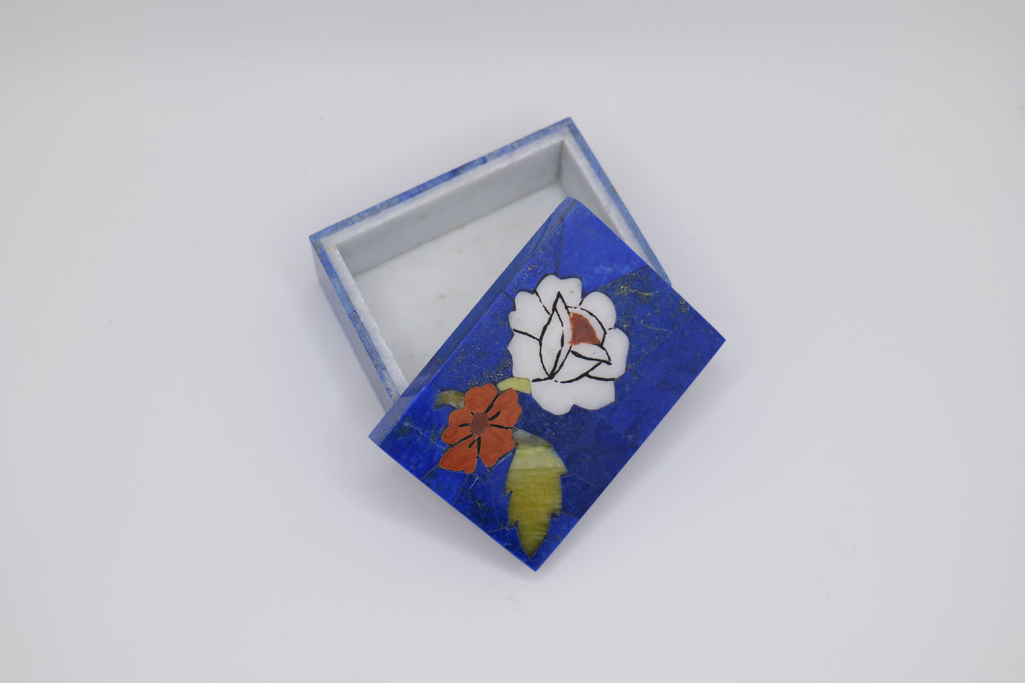Lapis Lazuli Floral Jewelry Box