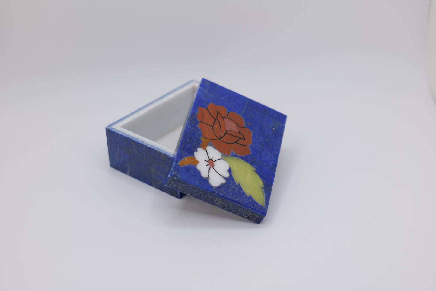 Lapis Lazuli Floral Jewelry Box