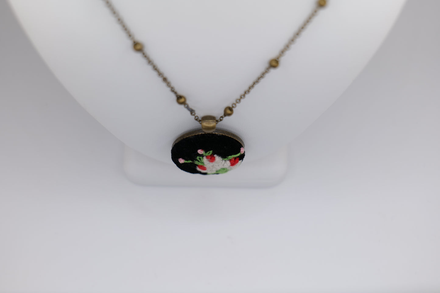 Floral Embroidery Pendant with Bronze