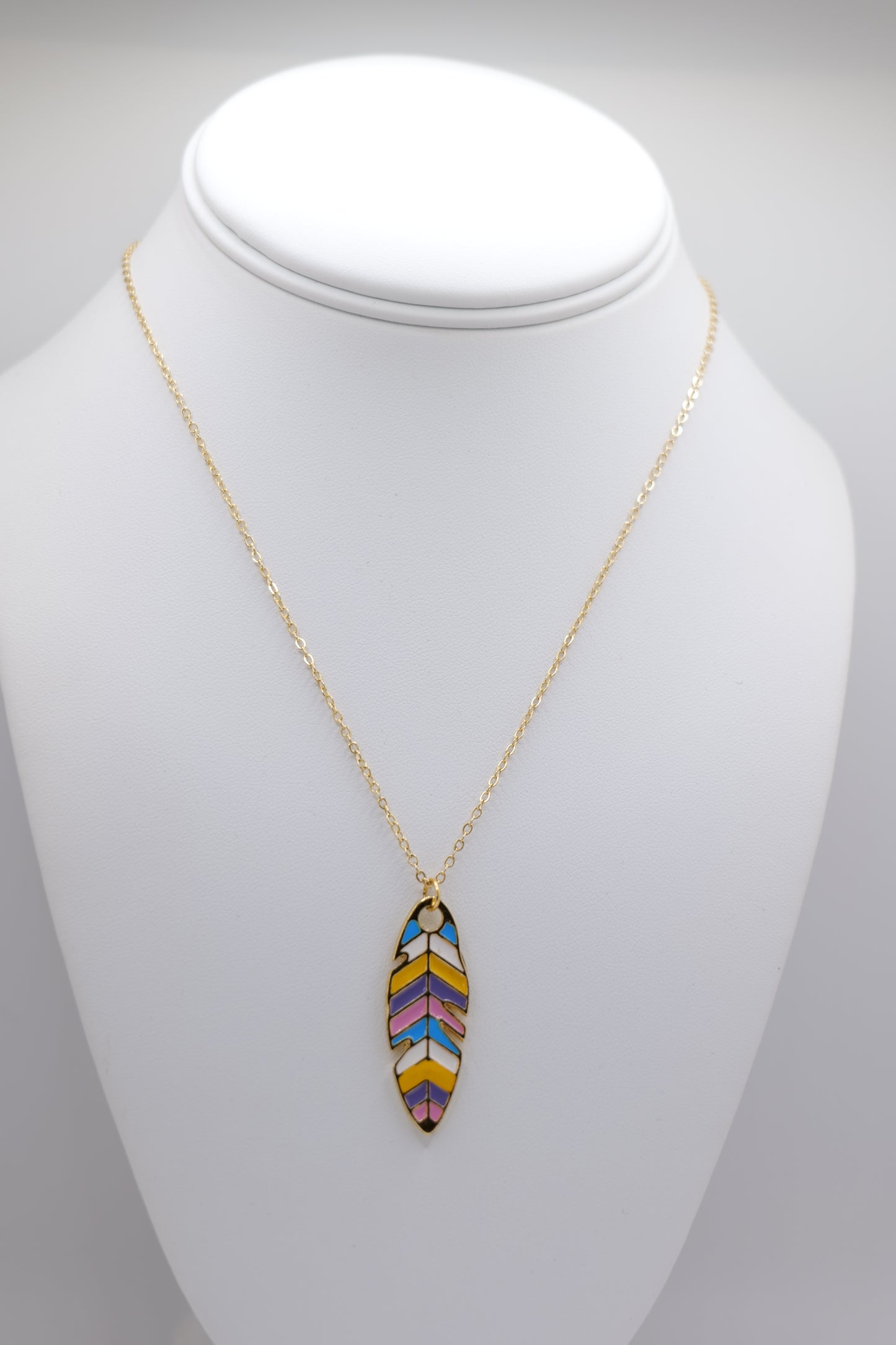 Necklace with Colorful Feather Pendant