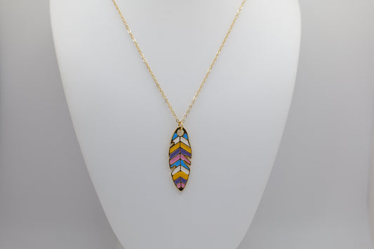 Necklace with Colorful Feather Pendant