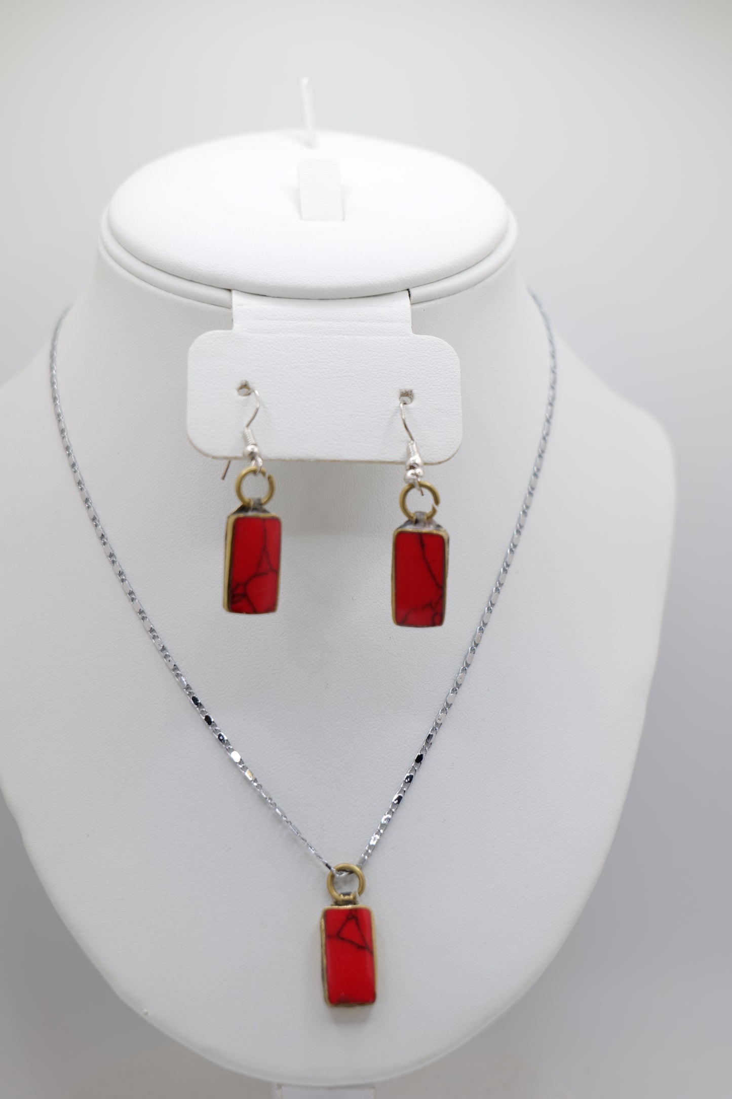 Onyx and Silver Necklace and Earrings Set