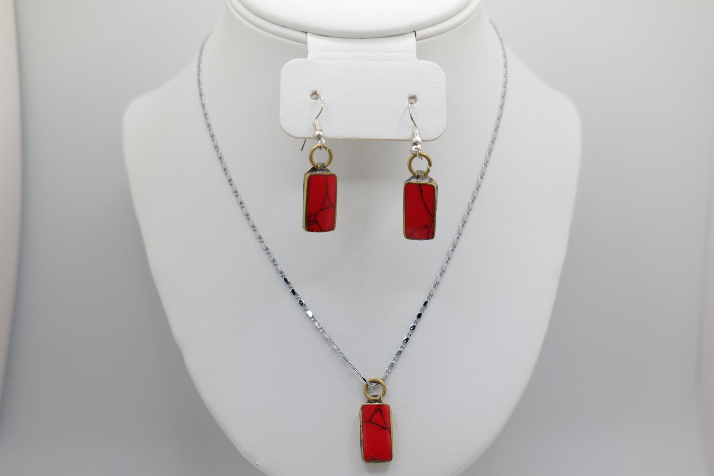 Onyx and Silver Necklace and Earrings Set