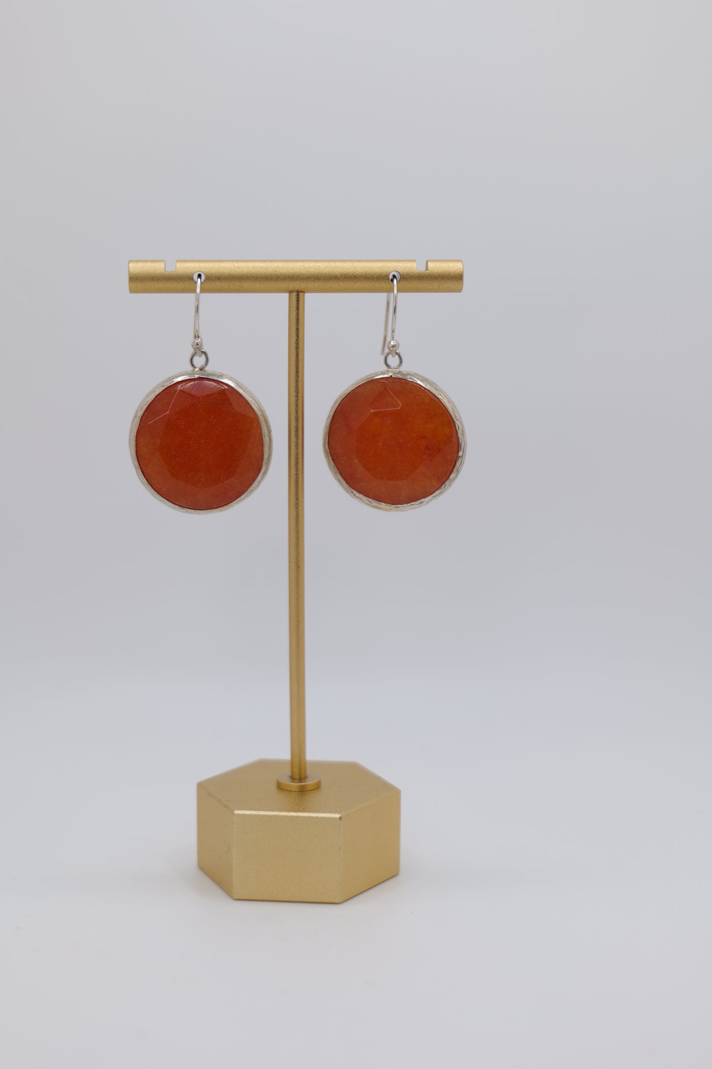 Orange Agate and Steel Earrings