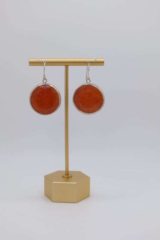 Orange Agate and Steel Earrings