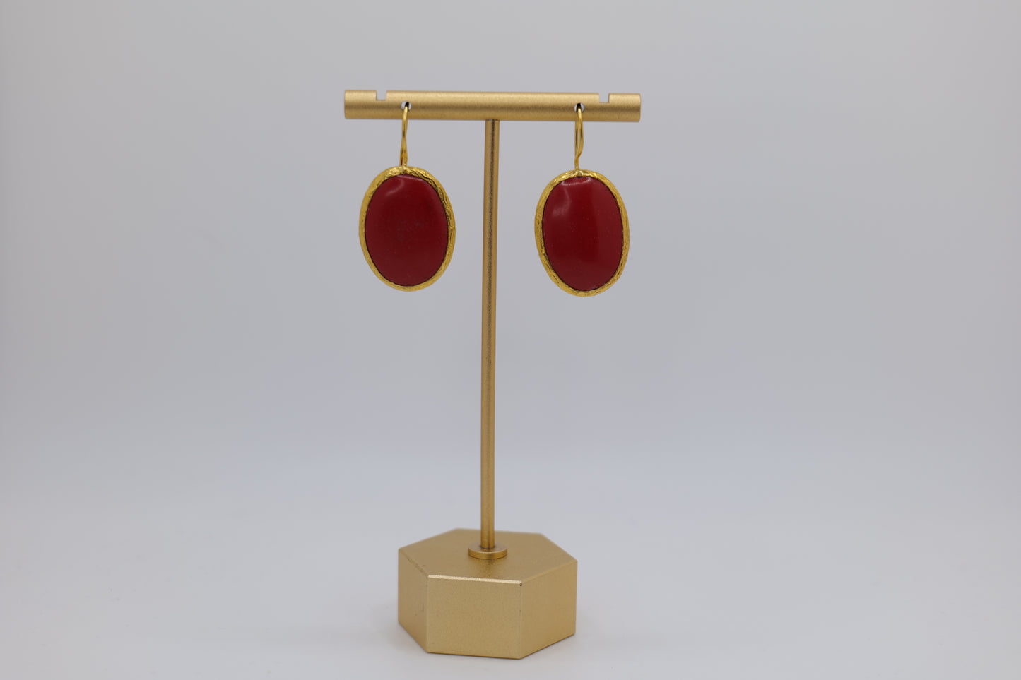 Orange Agate and Steel Earrings