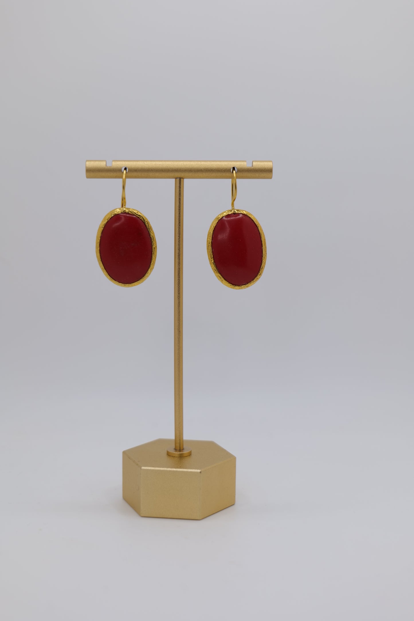 Orange Agate and Steel Earrings