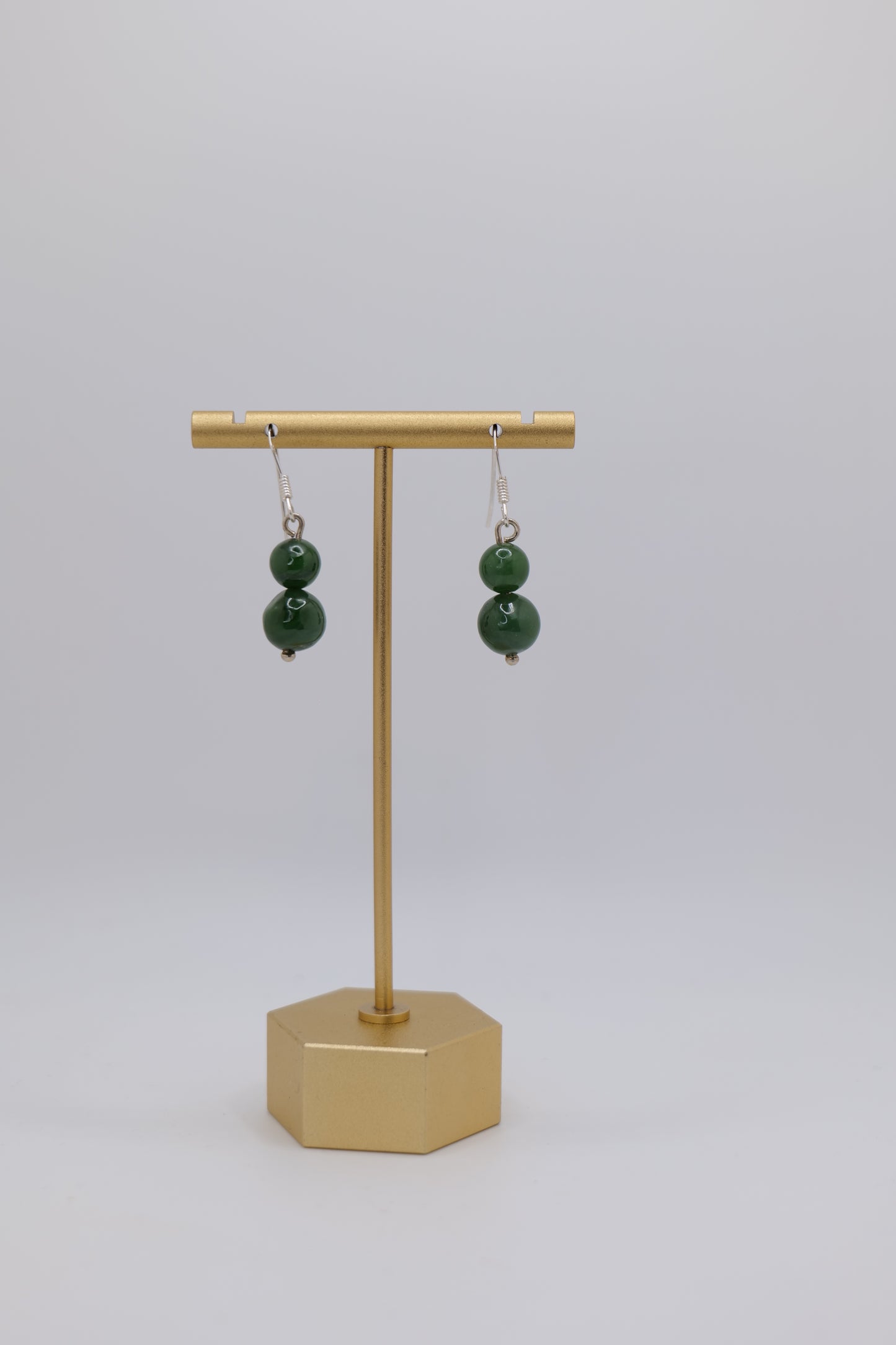 Twin Nephrite Earrings with Steel