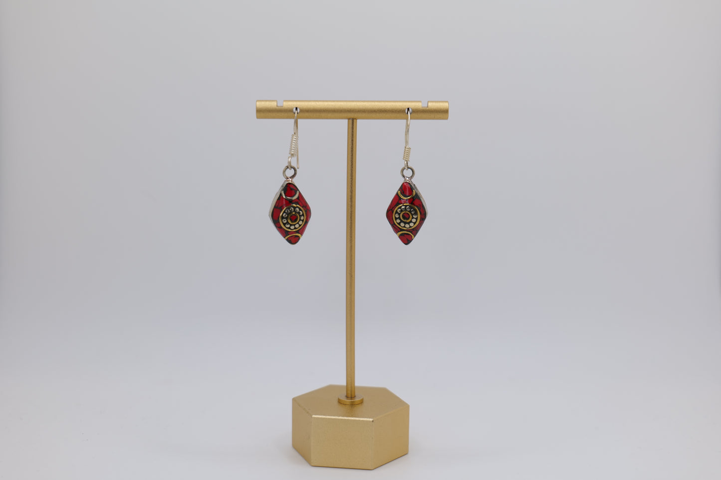 Tinted Glass and Steel Earrings