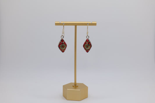 Tinted Glass and Steel Earrings