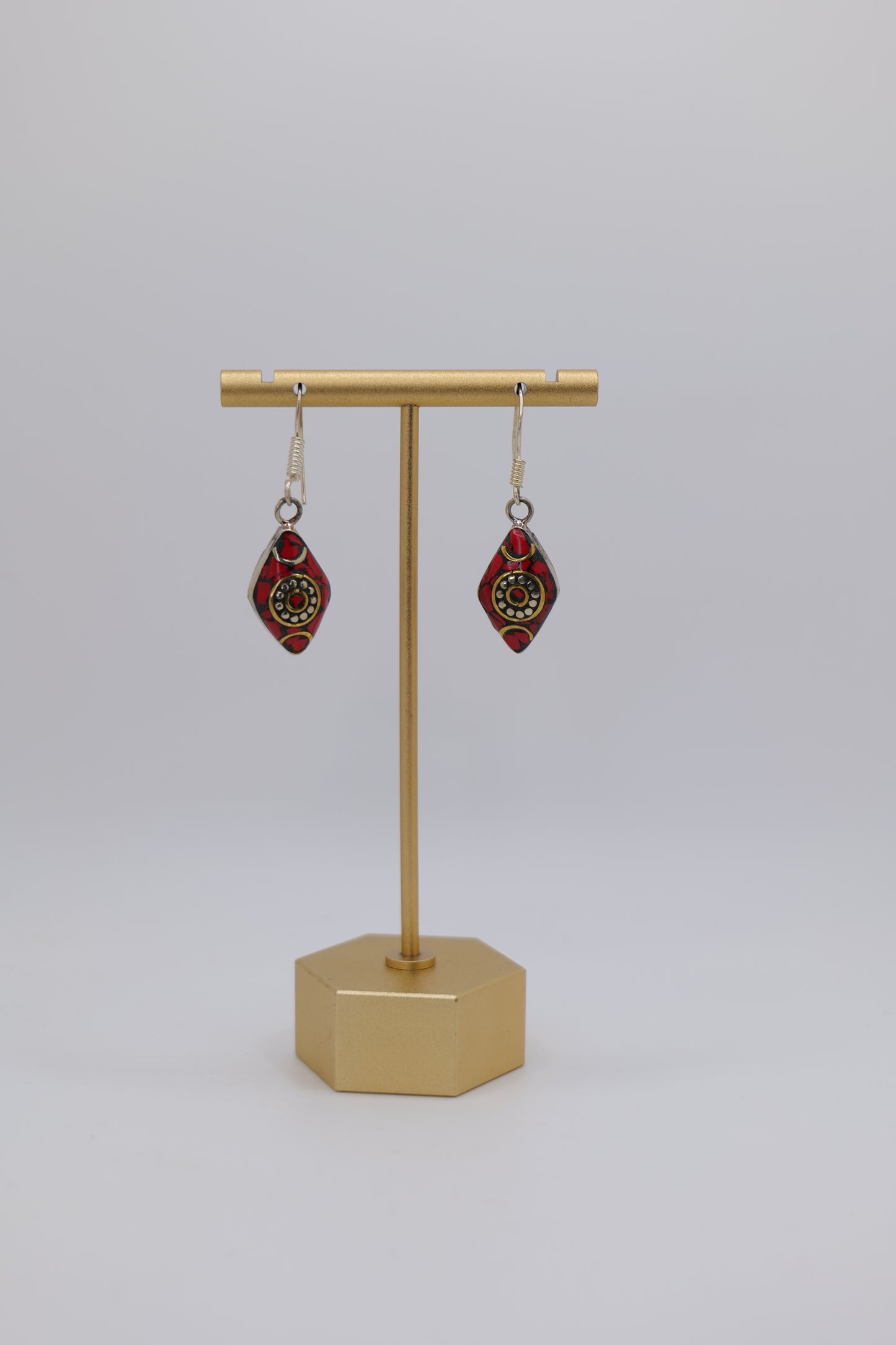 Tinted Glass and Steel Earrings
