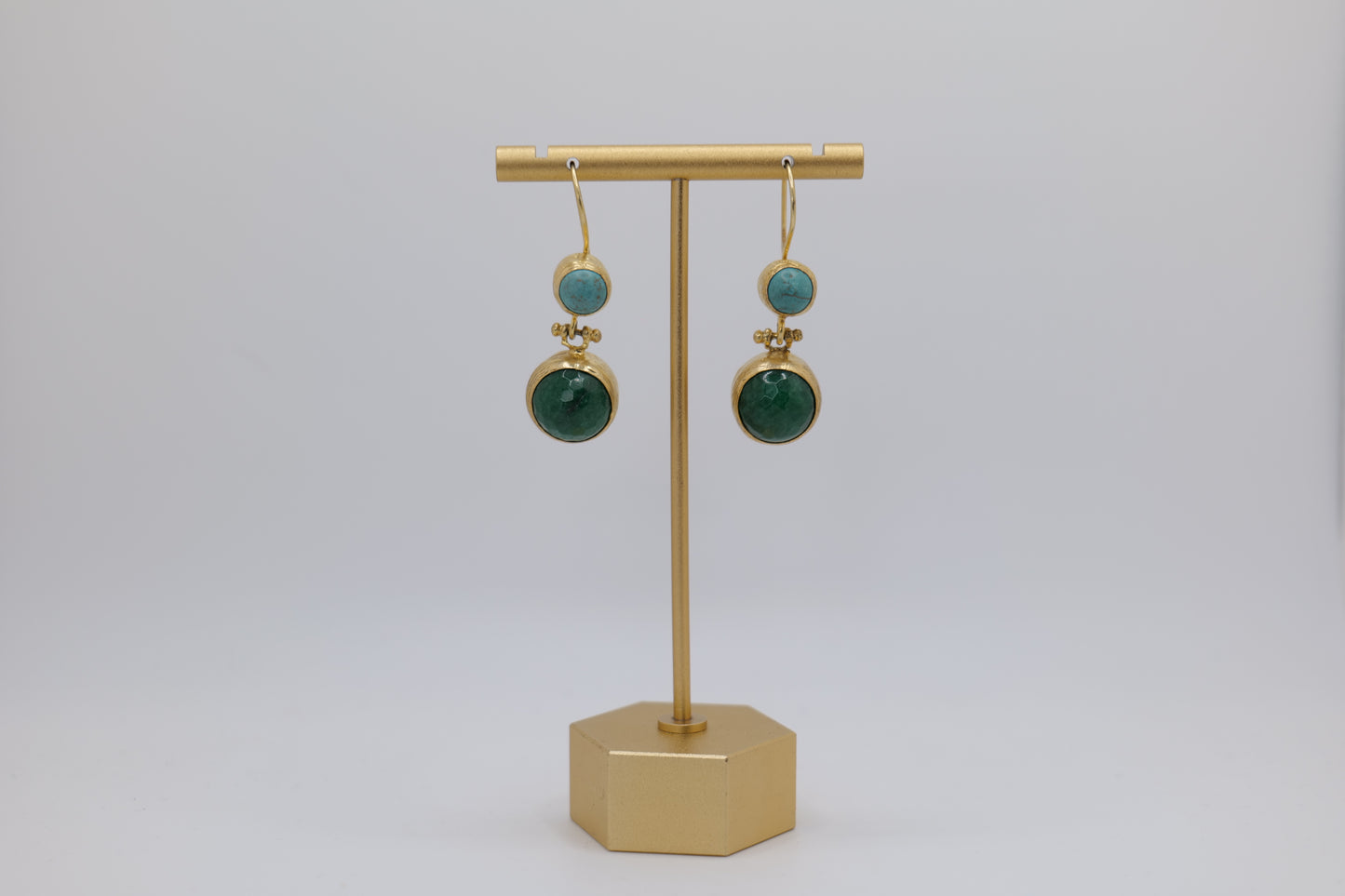 Turquoise Earrings with Gold-Plated Steel
