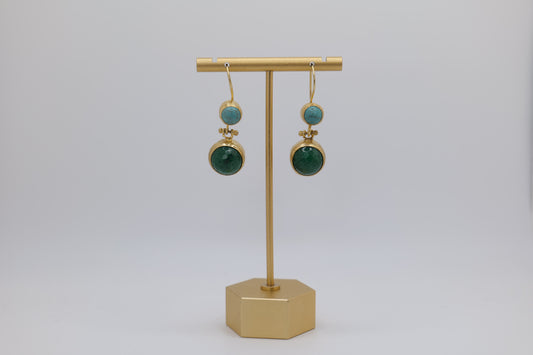 Turquoise Earrings with Gold-Plated Steel