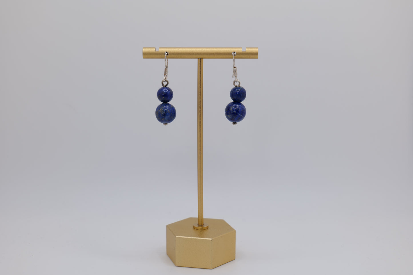 Twin Lapis Lazuli Earrings with Steel