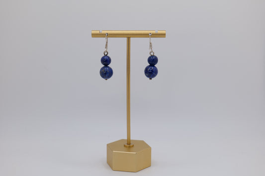 Twin Lapis Lazuli Earrings with Steel