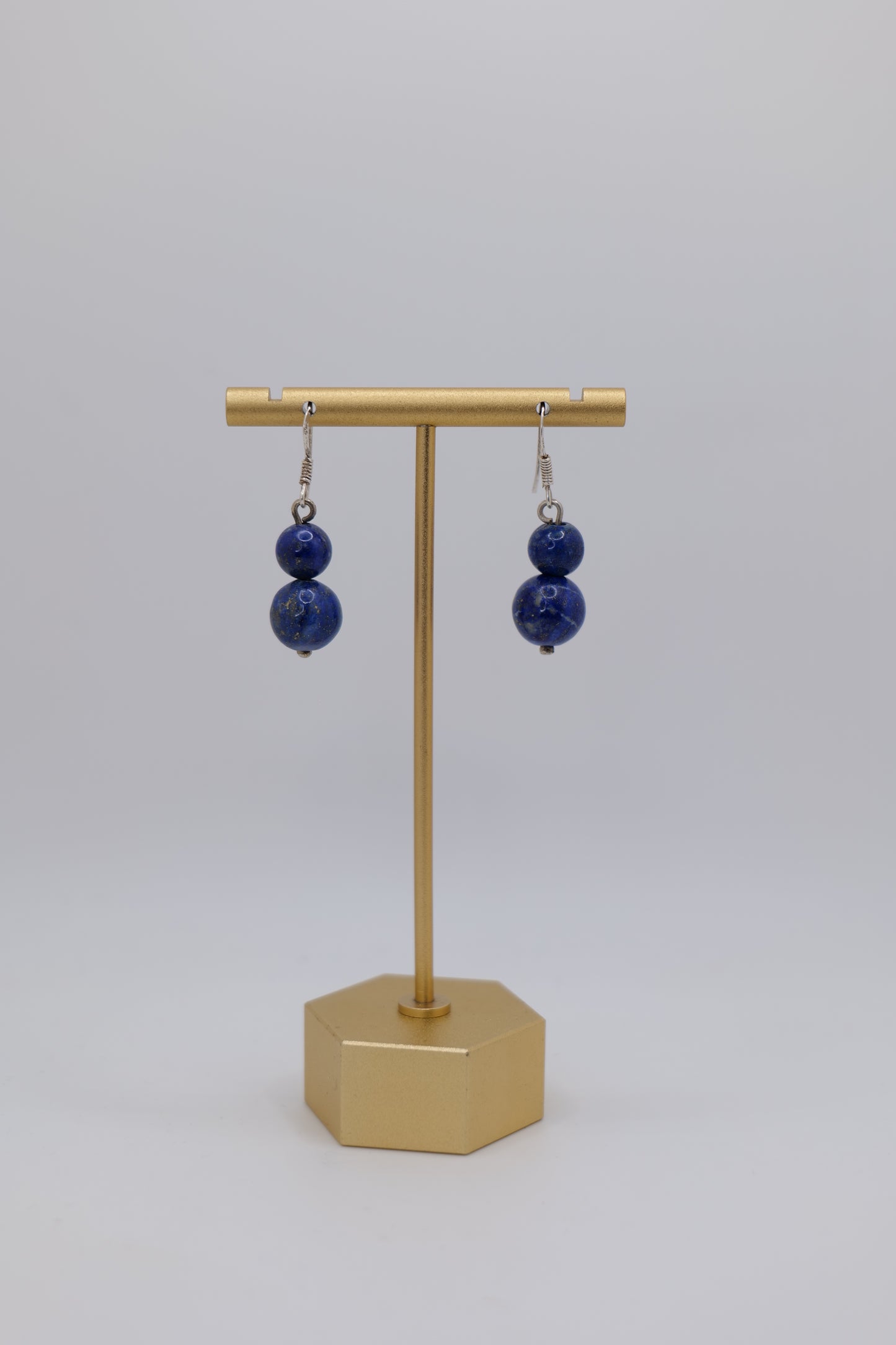Twin Lapis Lazuli Earrings with Steel