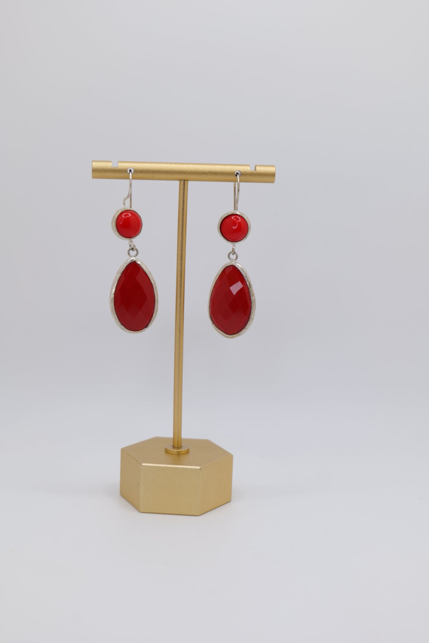 Circle and Teardrop Earrings with Steel