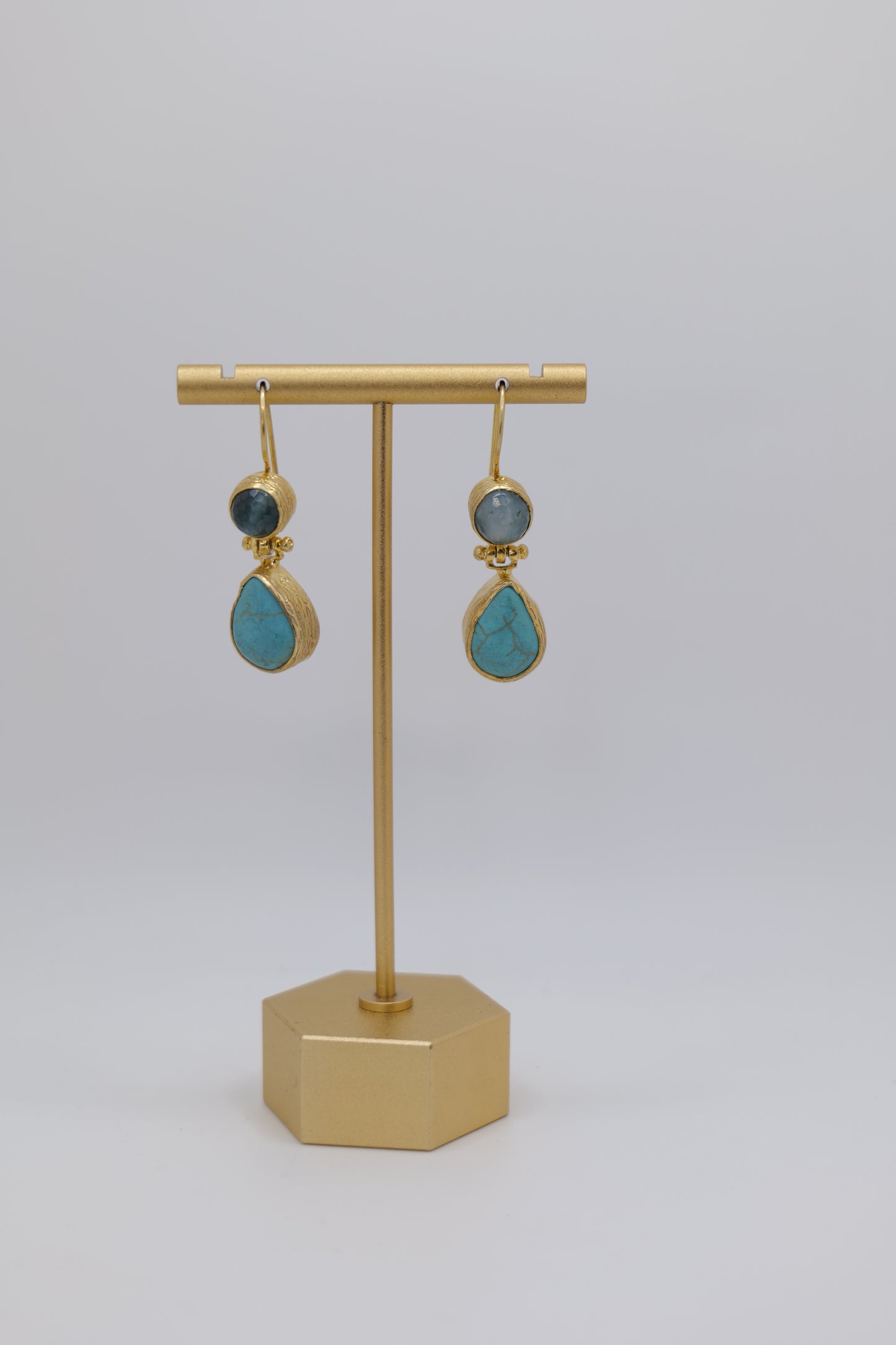 Turquoise Earrings with Gold-Plated Steel