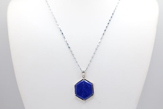 Hexagon lapis lazuli necklace image 0