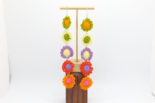 Five-flower crocheted earrings- version 2 image 0