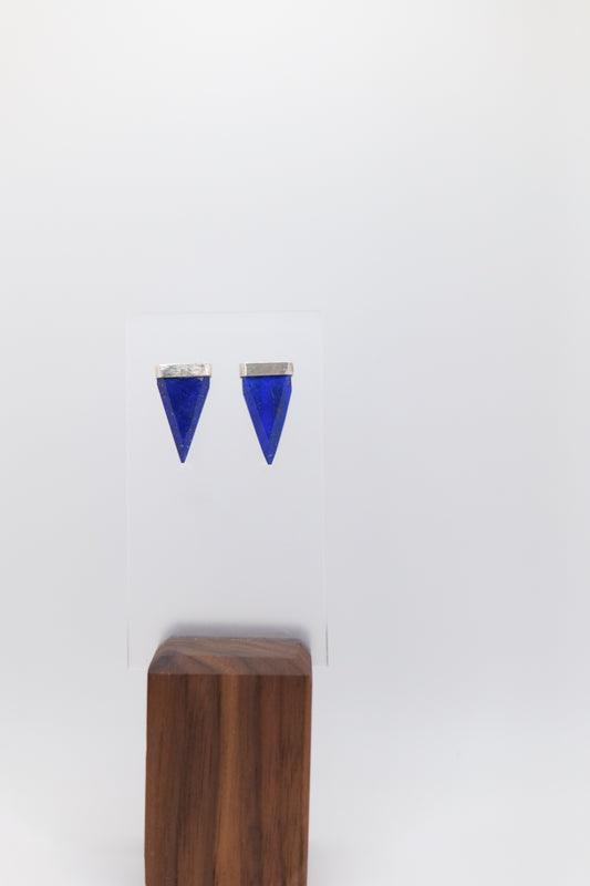 Triangle lapis earrings from Afghanistan image 0