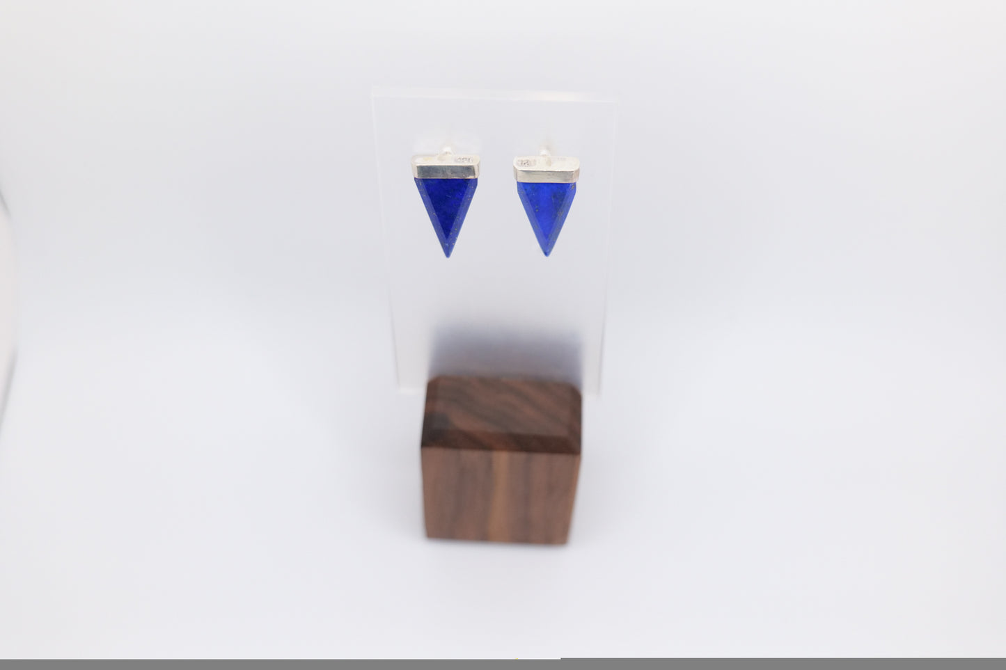 Triangle lapis earrings from Afghanistan image 1
