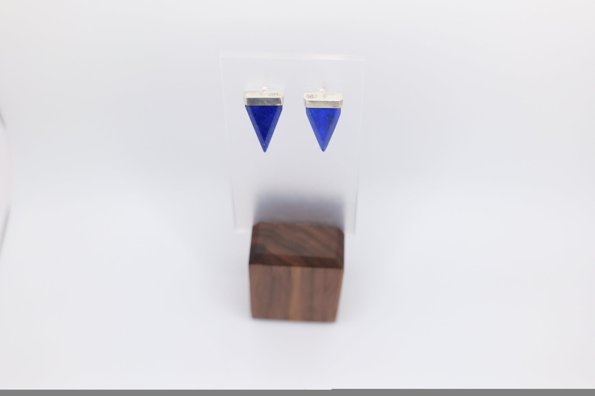 Triangle lapis earrings from Afghanistan image 1